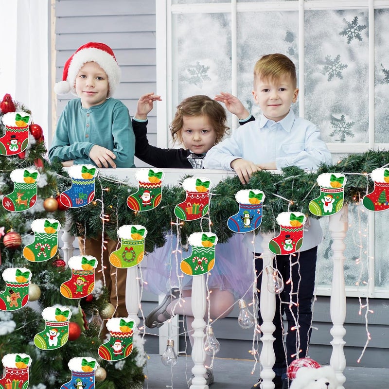 Machomby 48Pcs Christmas Stocking Cutouts, Cute Xmas Stocking Paper Cut Outs Bulletin Board Decor for Winter Christmas Holiday Home Office Classroom Chalkboard Window Wall Door Decor - Image 5